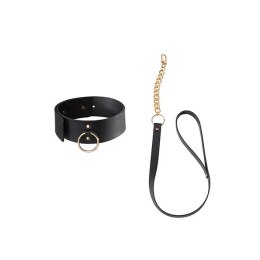 Obroża Bijoux Indiscrets - MAZE Wide Choker & Leash Black