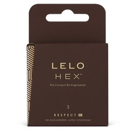 LELO HEX Respect XL – większe prezerwatywy lateksowe, ultra-wytrzymałe, opakowanie 3 sztuki