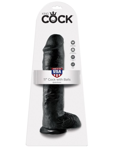 Dildo King Cock 11" Cock with Balls Black Dildo King Cock 11" Cock with Balls Black