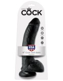 Dildo King Cock 9" Cock with Balls Black