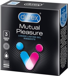 Durex Mutual Pleasure 3 szt. – Prezerwatywy z benzokainą, prążkami i wypustkami