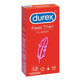 Durex Feel Thin Classic 12 szt. – Cienkie prezerwatywy z silikonowym lubrykantem