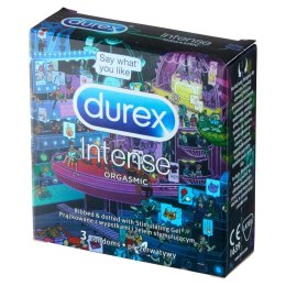 Durex Intense 3 szt. – Prezerwatywy z żelem Desirex, prążkami i wypustkami