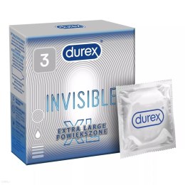 Durex Invisible XL 3 szt. – Supercienkie, powiększone prezerwatywy dla maksymalnego komfortu