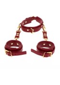 Kajdanki D-Ring Collar and Wrist Cuffs Red