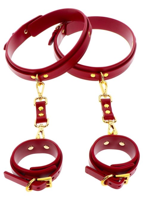 Kajdanki Wrist To Thigh Cuff Set Red