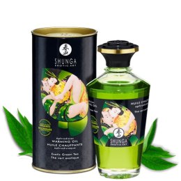 Organiczny jadalny olejek rozgrzewający do miejsc intymnych o smaku zielonej herbaty Shunga Aphrodisiac Warming Oil Exotic Green