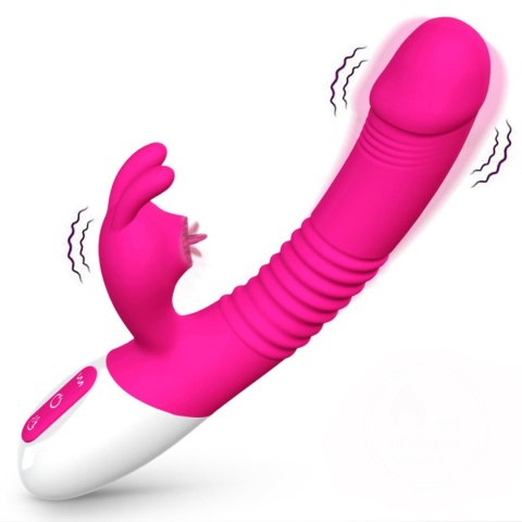 Wibrator z funkcją ogrzewania- Silicone Vibrator USB 7 Powerful Licking and Thrusting Modes