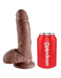 King Cock Dildo 7" Cock with Balls Brown