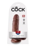 King Cock Dildo 7" Cock with Balls Brown