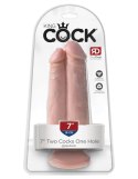 King Cock Podwójne Dildo 7" Two Cocks One Hole Light