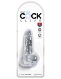 King Cock Transparentne Dildo Clear 4" Cock with Balls Clear