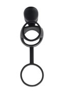 Black & Red, Penis ring with vibration, clitoral stimulation, silicone, black 14.5 cm