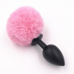 Bunny plug medium black with pink tail 8 x 3,5 cm / 3,1 x 1,36 inch