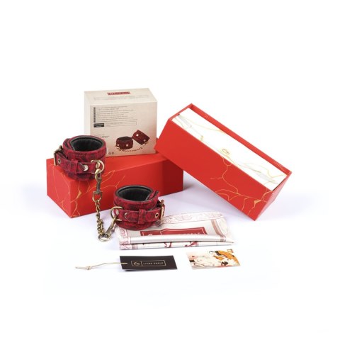 Liebe Seele Kinbaku Ukiyoe Red Rosy Lamb Leather Ankle Cuffs Liebe Seele Kinbaku Ukiyoe Red Rosy Lamb Leather Ankle Cuffs